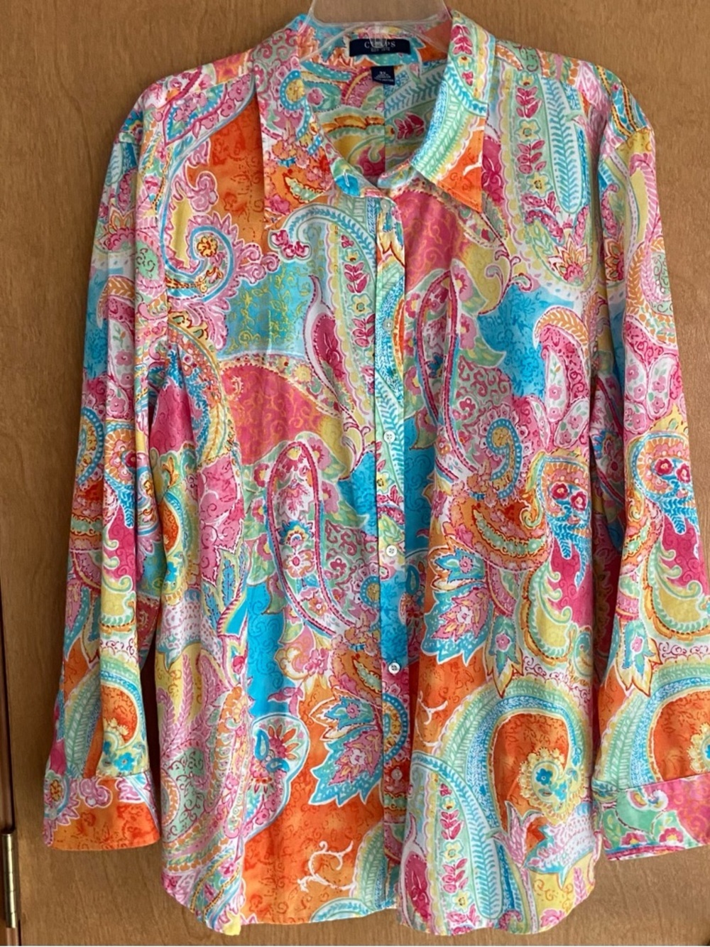 Chaps Like New Vibrant women's button up top. Size 3X - Picture 2 of 12
